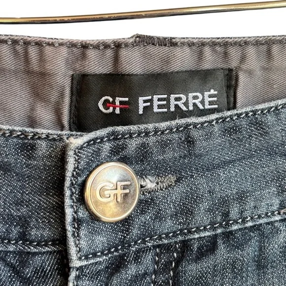 GF Ferre blue denim Y2K baggy printed denim pants size 34
